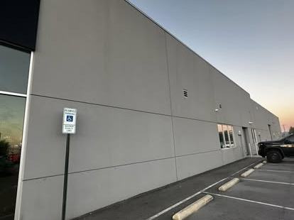 Commercial building and parking area