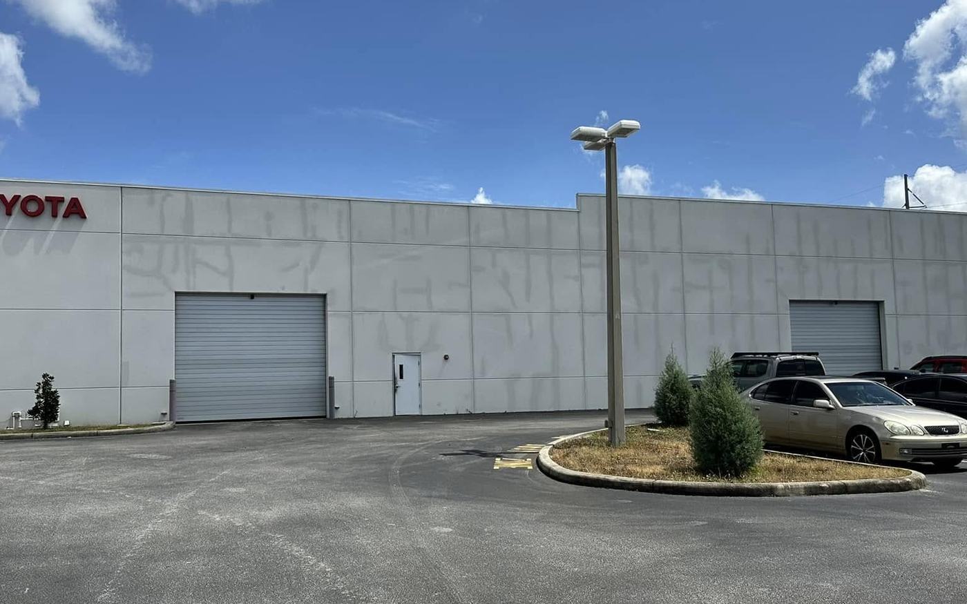 Auto dealership exterior after repainting