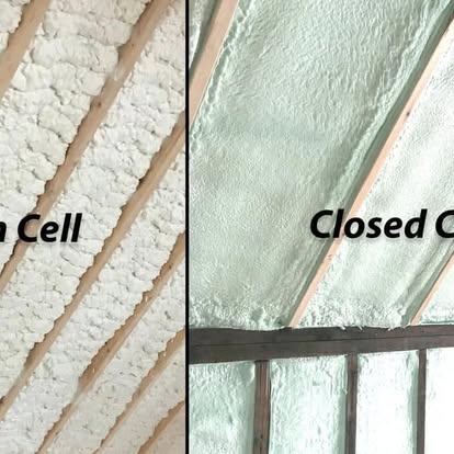 Open cell and closed cell spray foam side by side