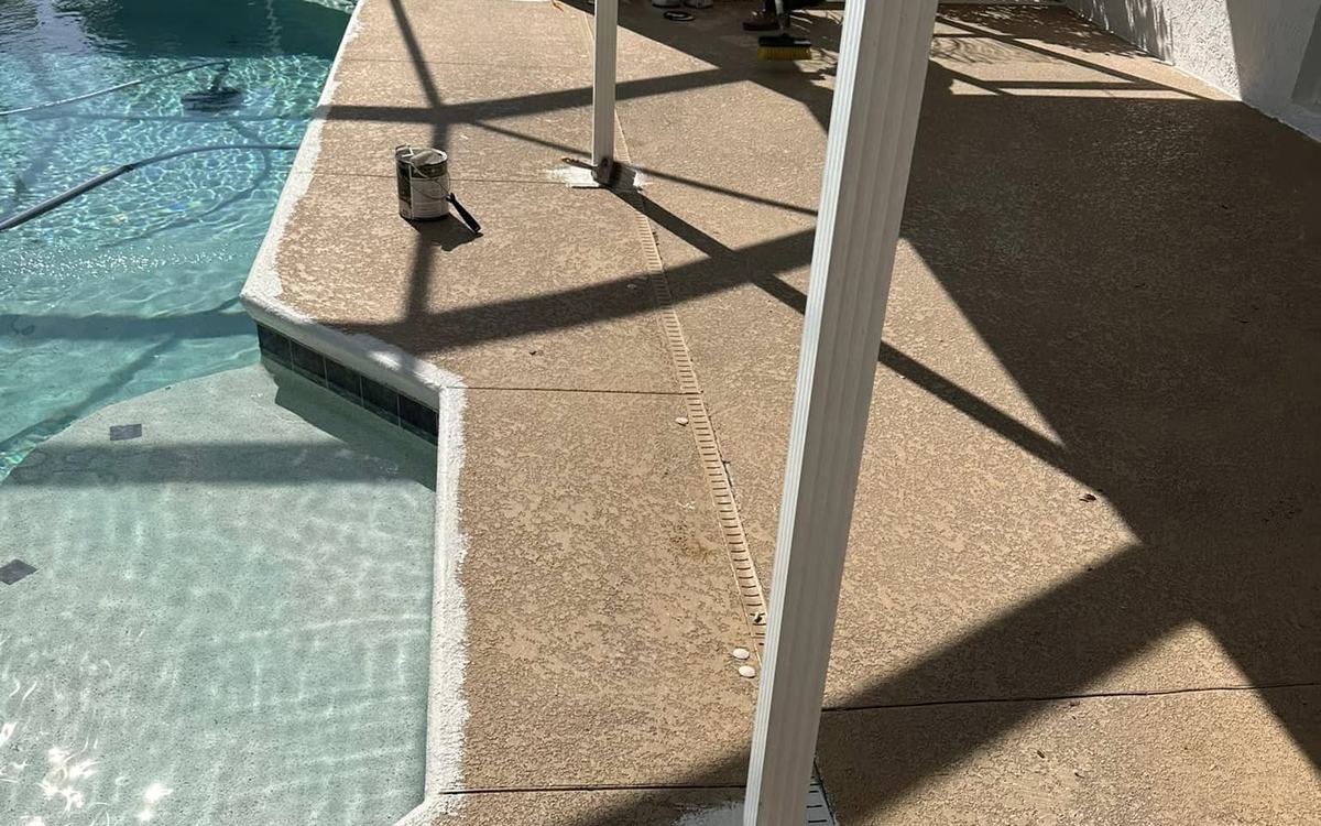 Pool deck during preparation